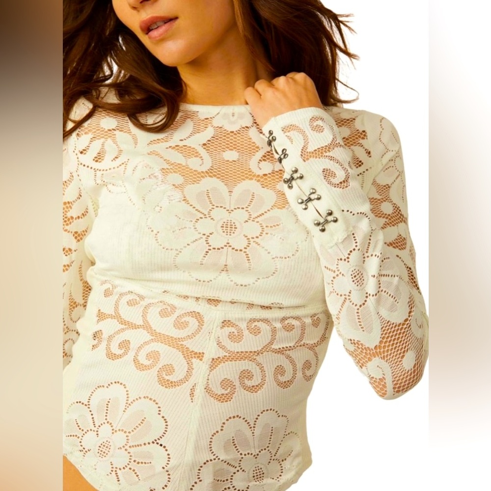 NWOT Free People: Wild Roses Lace Top